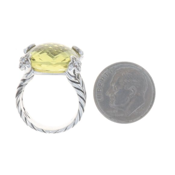 David Yurman Cushion on Point LemonQuartz Diamond Ring 925 Cush.12ctw Quatrefoil - Picture 5 of 6